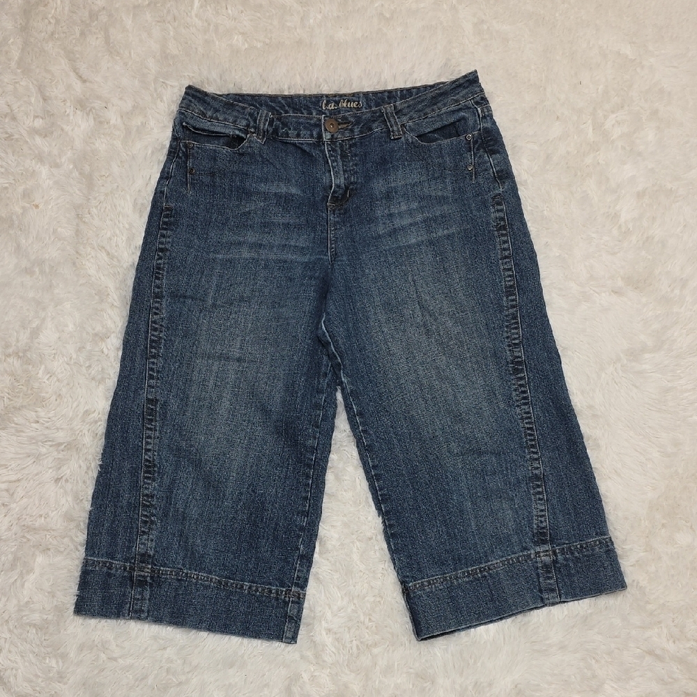 LA BLUES Women's Dark Blue VINTAGE- Hi Rise - Cropped Jeans. Size 14